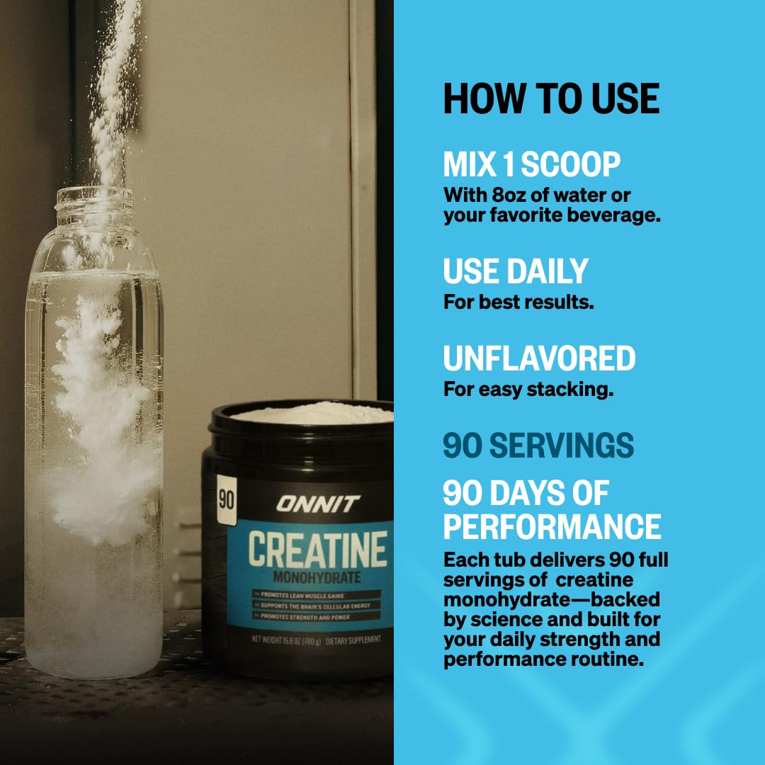 ONNIT Creatine Monohydrate Powder 90 Servings