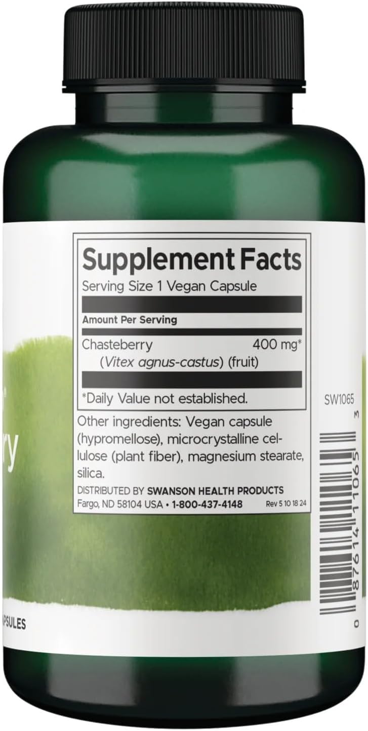 Swanson Chasteberry Fruit - Herbal Supplement Promoting Women's Health & Menopausal & Menstrual Support - May Support Balance & Skin Health 240 Capsules