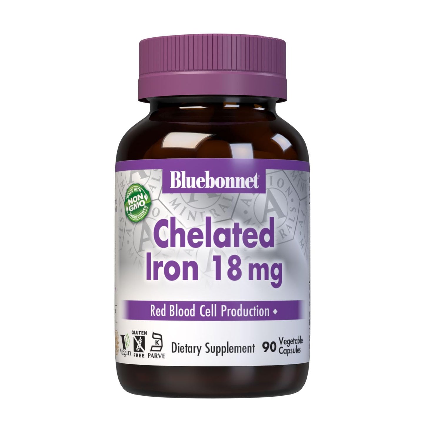 BlueBonnet Chelated Iron 18 mg Capsule, 90 Vegetable Capsules
