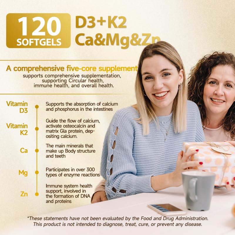 Ahete Vitamin D3 K2 Magnesium 10000 IU, 120 mcg K2 Capsules, 300 Capsules