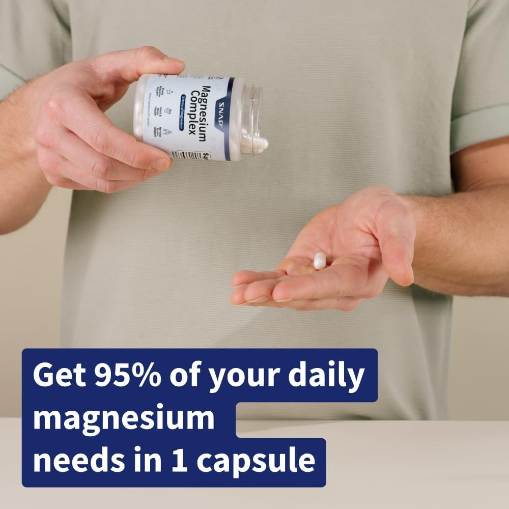 Snap Supplements Triple Magnesium Complex for Women & Men for Sleep & Muscle Support – 400mg, 3-in-1 Magnesium (Bisglycinate, Citrate & Oxide) Chelated for High-Absorption, 60 Capsules