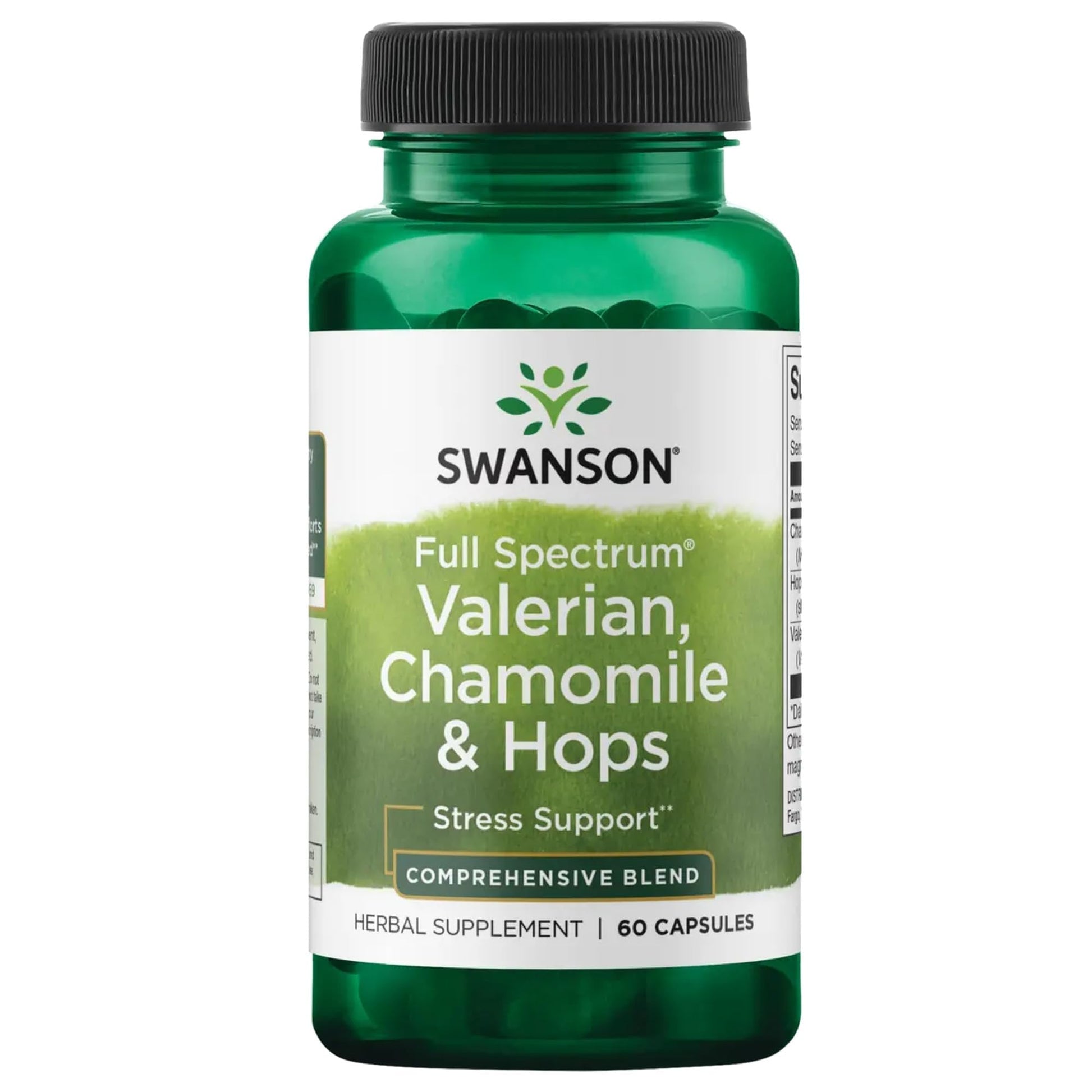 Swanson Valerian Chamomile and Hops Herbal Supplement Capsules, 60 Capsules