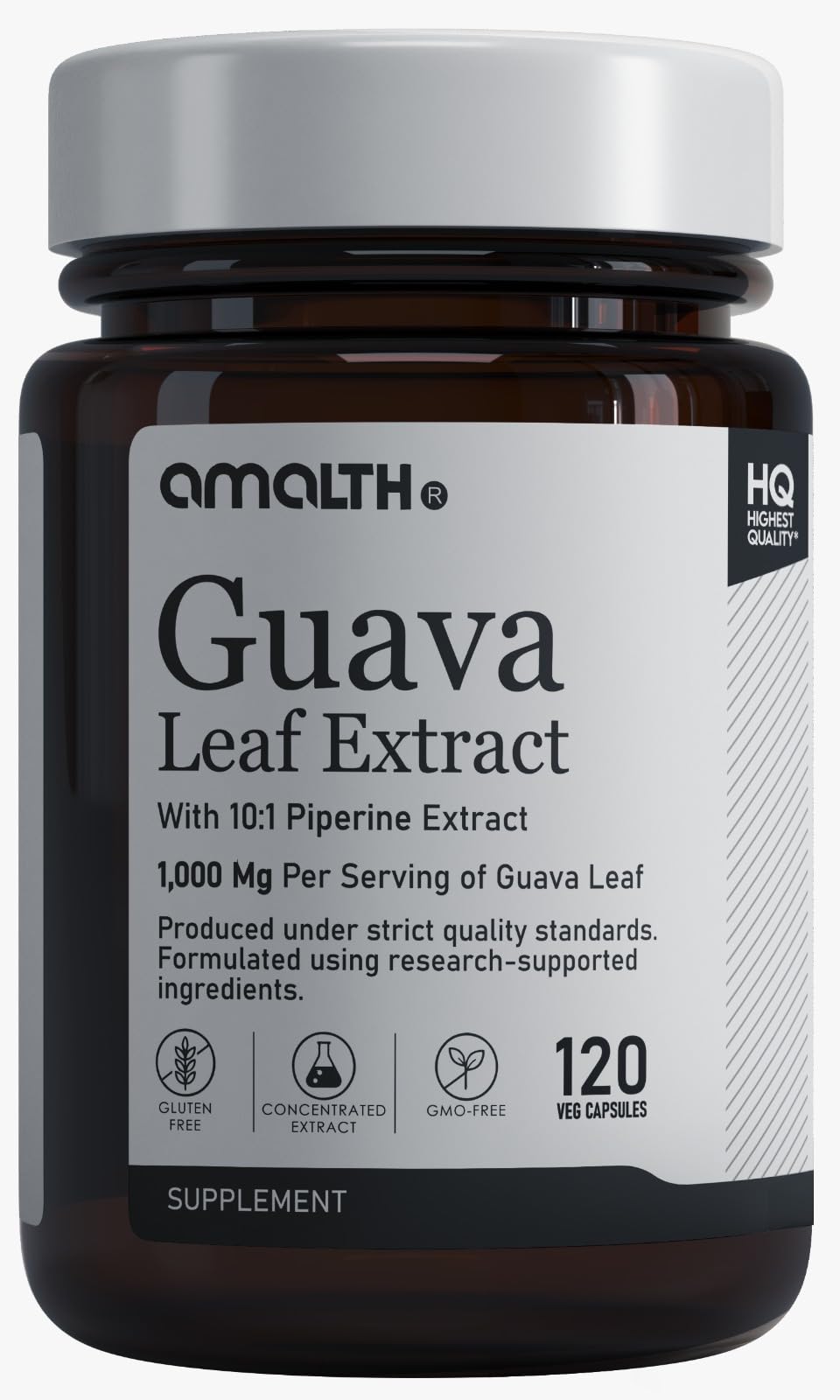 AMALTH Guava Leaf Extract Capsule 1000 mg 20:1 Concentrated Plant Based Antioxidant Formula Natural Botanical Extract Non-GMO, 1 Capsule