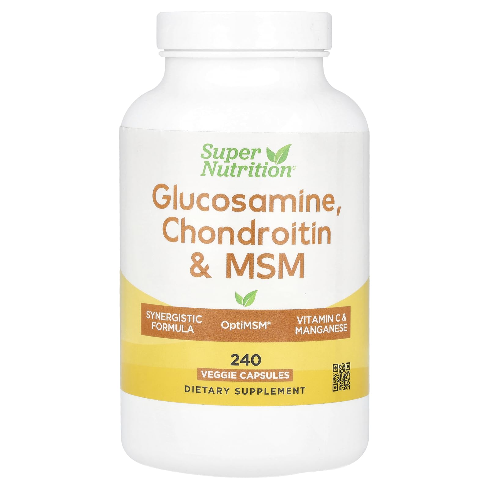 SuperNutrition Glucosamine, Chondroitin, & MSM with Potassium and Vitamin C, 240 Veggie Capsules