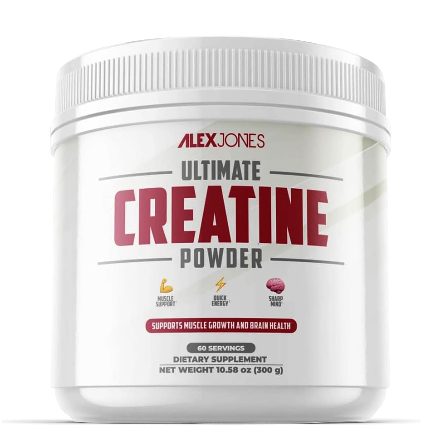 Alex Jones Naturals Micronized Creatine Monohydrate Powder, 10.58 Ounce