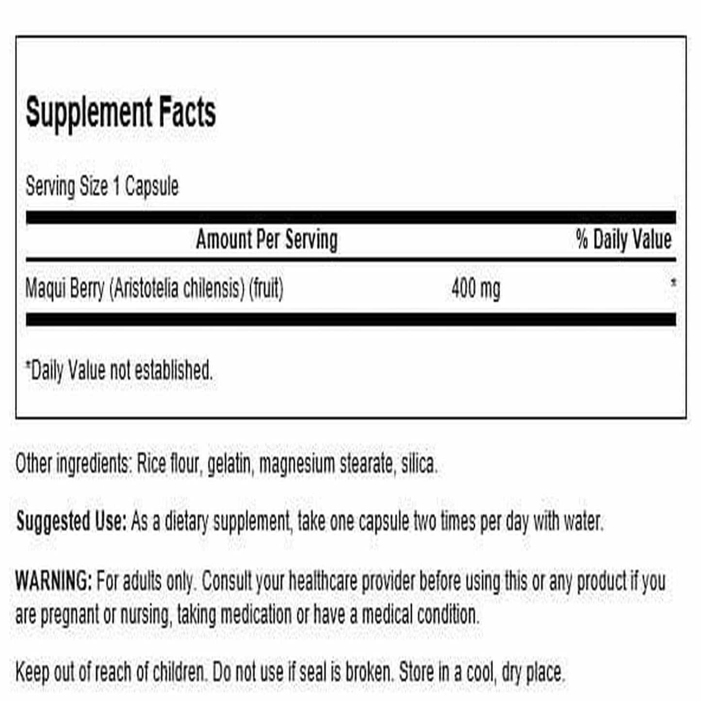 Swanson Full Spectrum Maqui Berry 400 mg Capsules, 120 Count