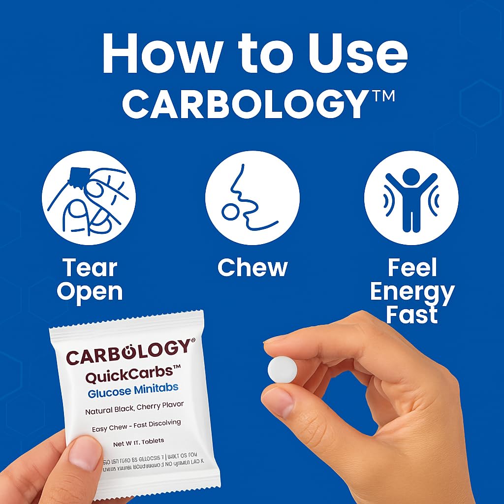 Carbology QuickCarbs Easy-Chew Fast-Dissolve Glucose MiniTabs Chewable Tablets, 480 Count