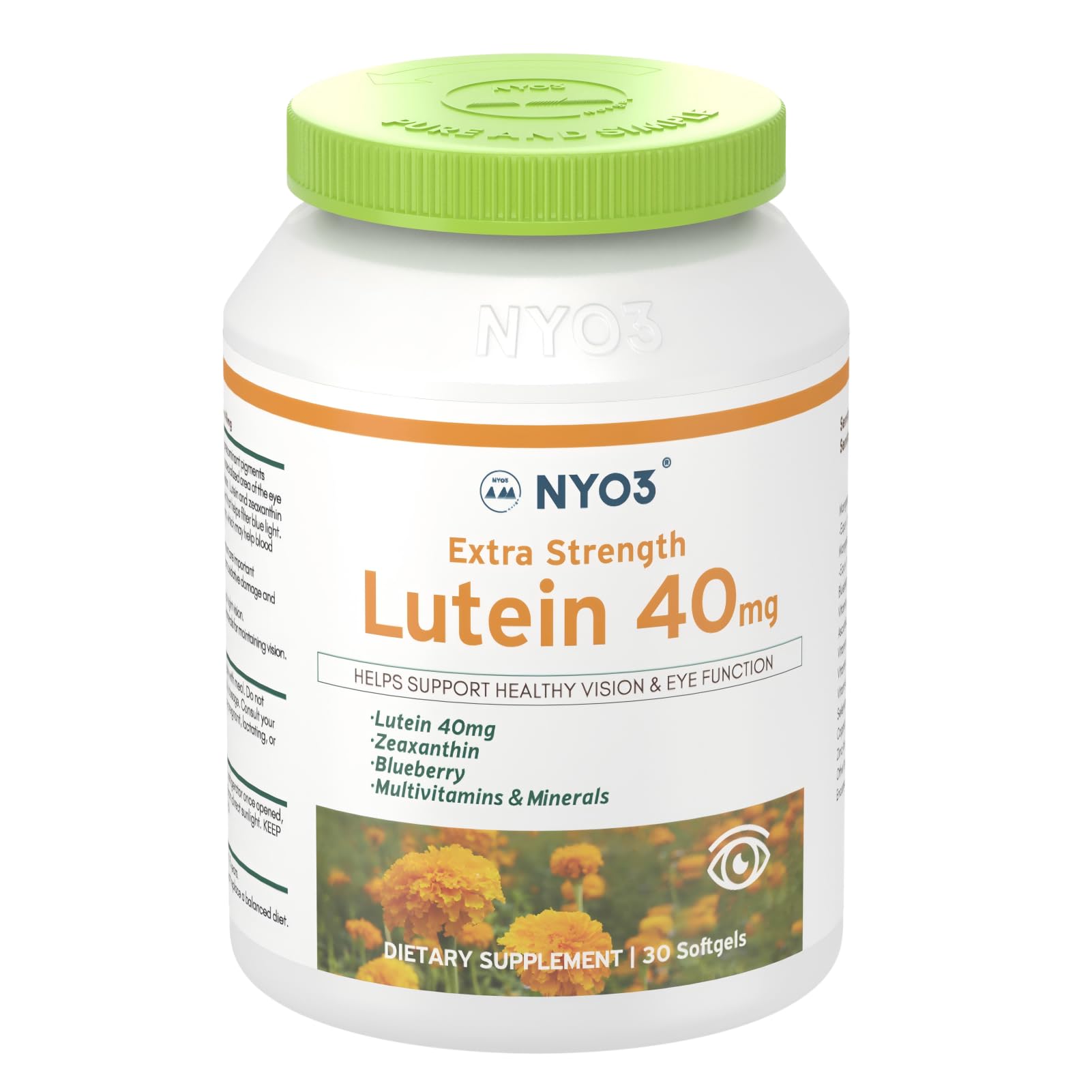 NYO3 Lutein & Zeaxanthin 40mg with Blueberry Softgel, 30 Softgels
