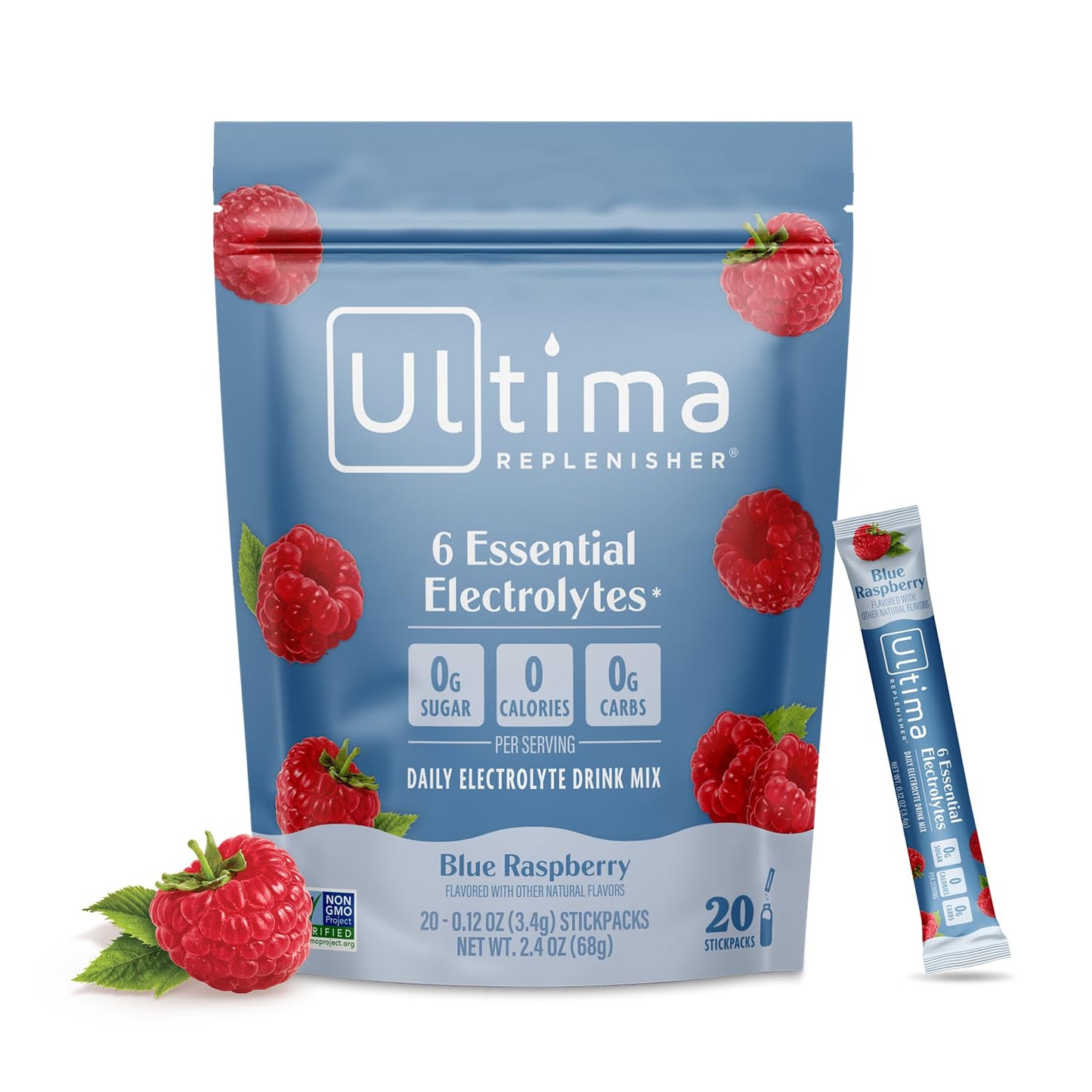Ultima Replenisher Daily Electrolyte Powder Blue Raspberry, 20 Servings