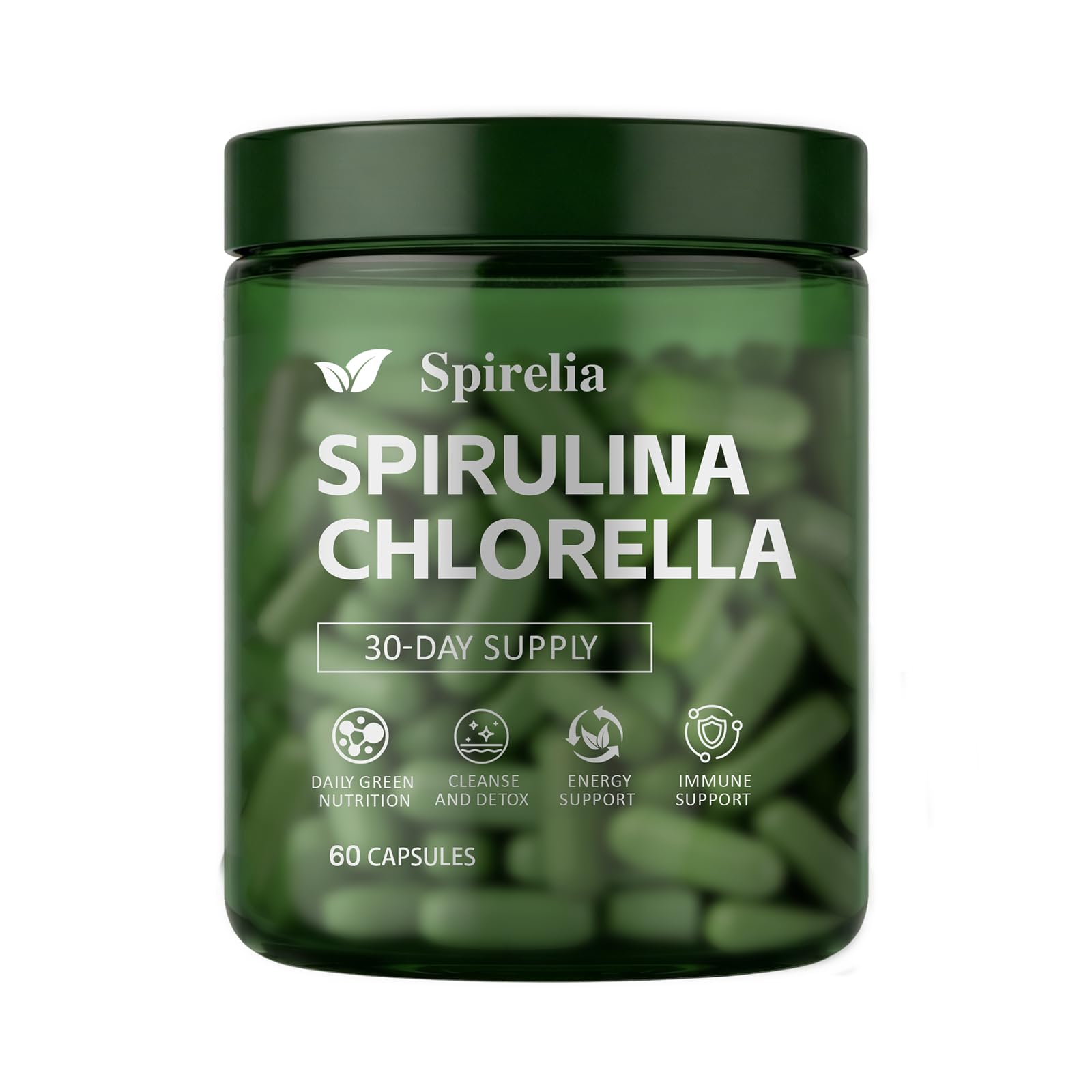 Enerra Spirelia Spirulina and Chlorella Capsules, 60 Capsules