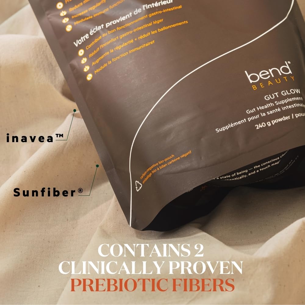 Bend Gut Glow Daily Prebiotic Fiber Supplement Powder with Tremella Mushroom Extract, 8.46 Ounce