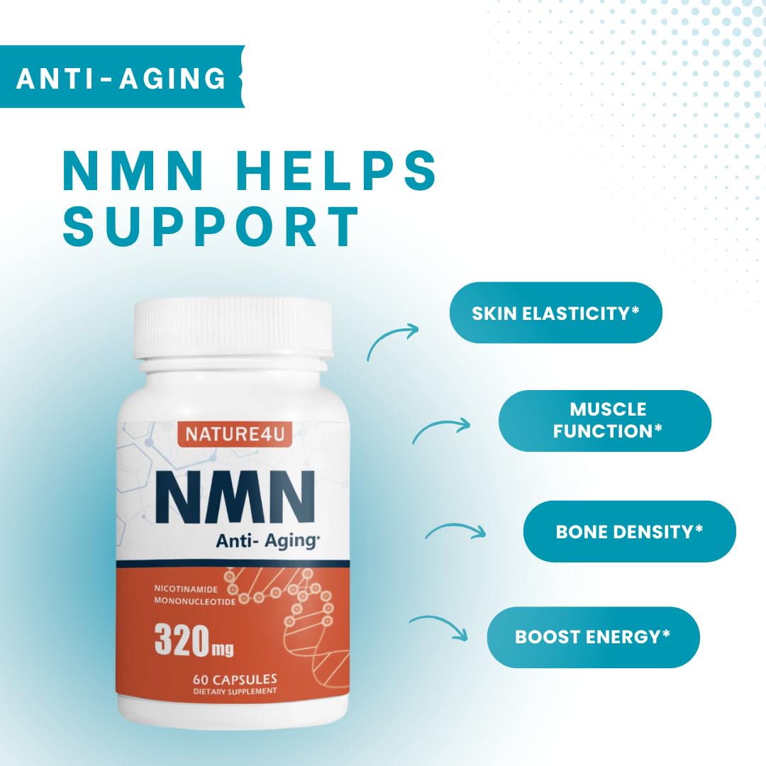 Nature4U NMN Nicotinamide Mononucleotide 320mg Capsules, 60 Count