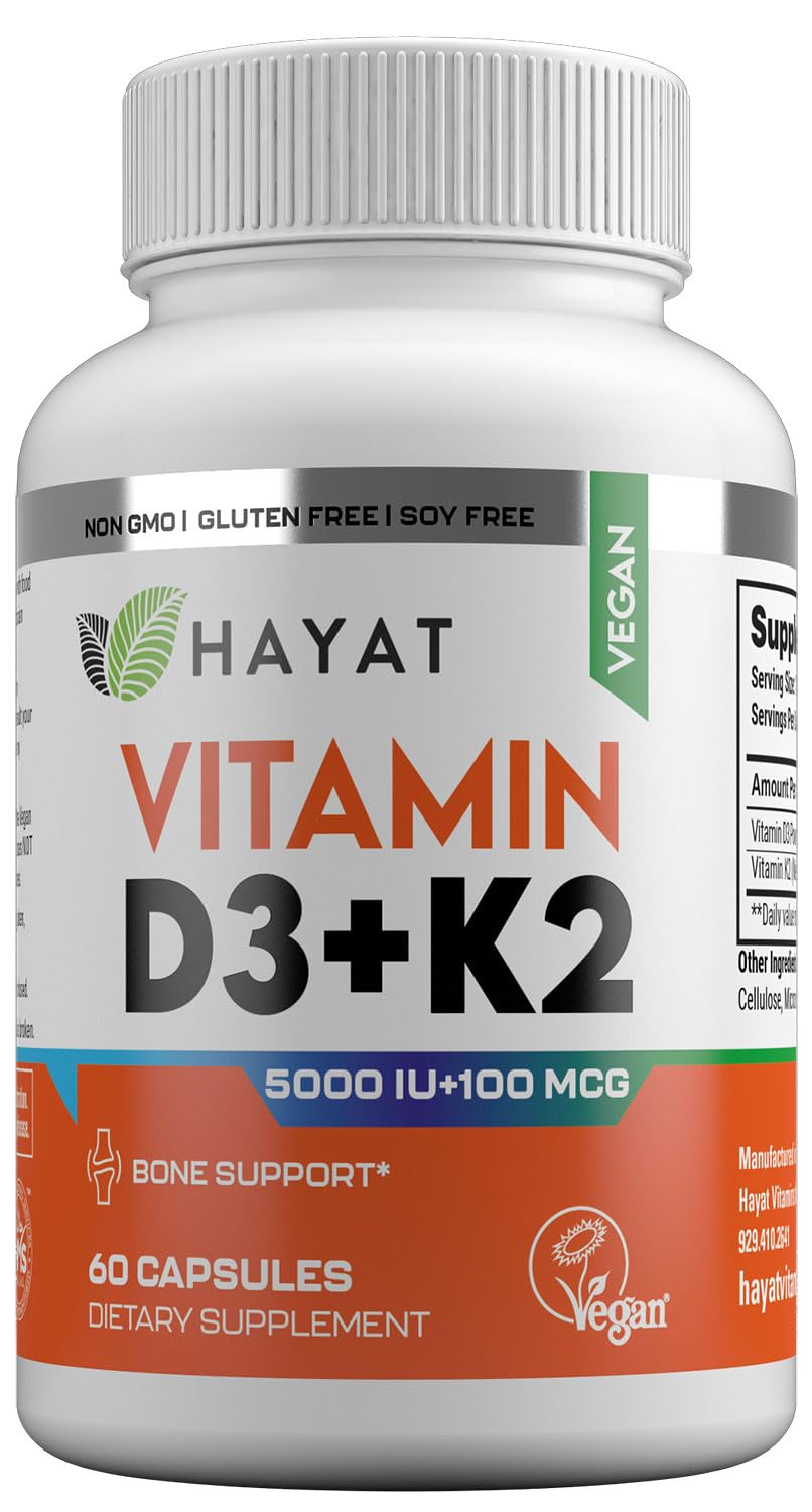 HAYAT Vegan Vitamin D3+K2, 60 Tablets
