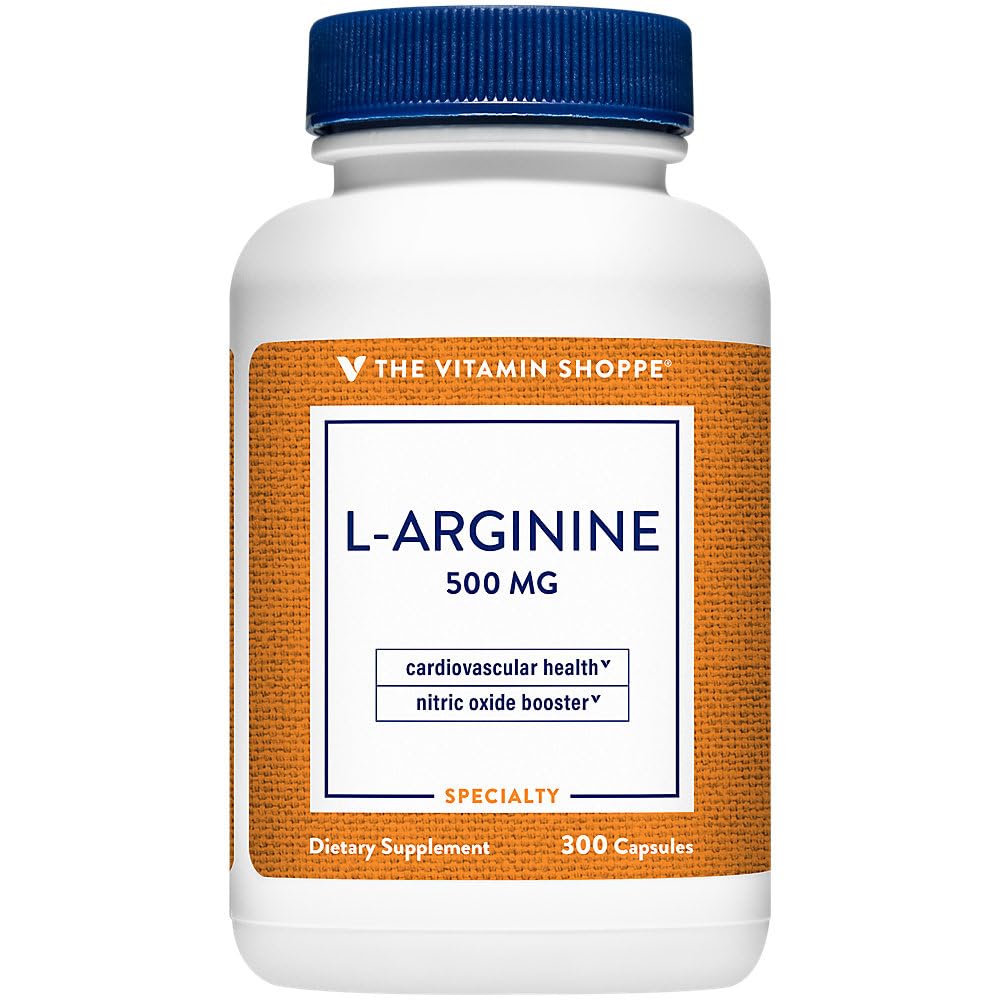 The Vitamin Shoppe L-Arginine 500MG - Nitric Oxide Production, Circulation & Exercise Performance Support Capsule, 1 Count