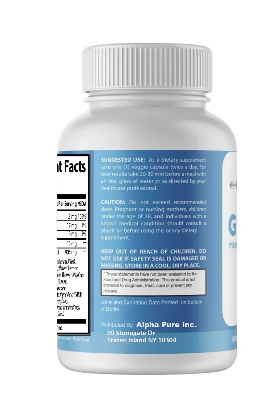 Alpha Pure Gluconite Metabolism and Sleep Support 60 Capsules