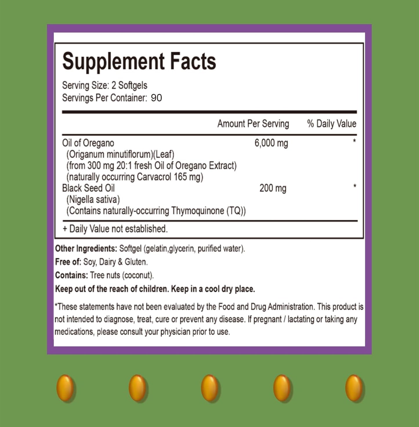 RTMGOB Oil of Oregano Softgels with Black Seed Oil, 180 Softgels