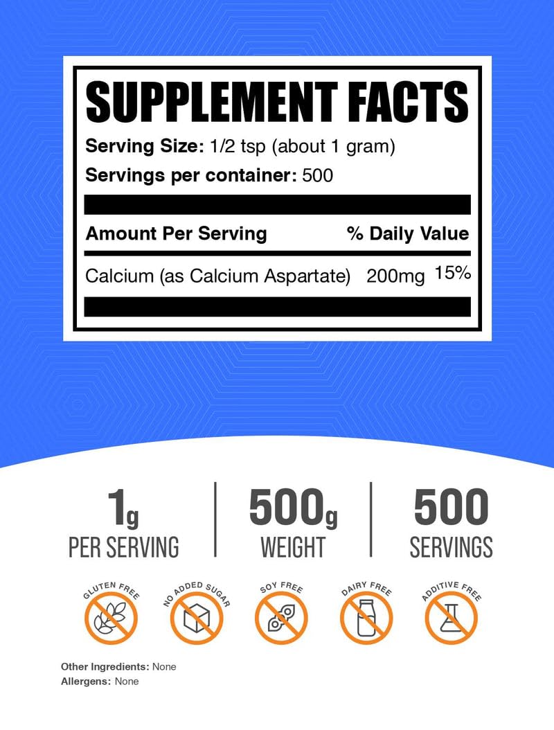 BulkSupplements Calcium Aspartate Powder 17.6 oz