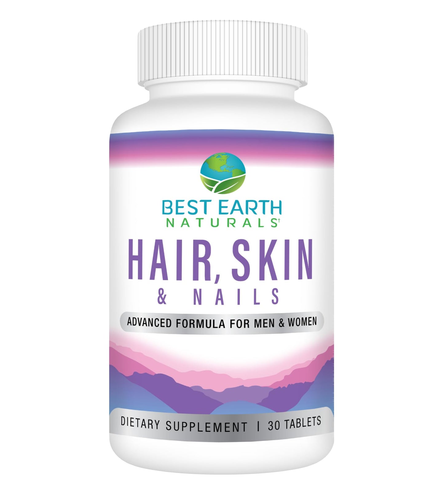 Best Earth Naturals Hair, Skin and Nails Supplement with Biotin, Collagen, Vitamins Tablets, 30