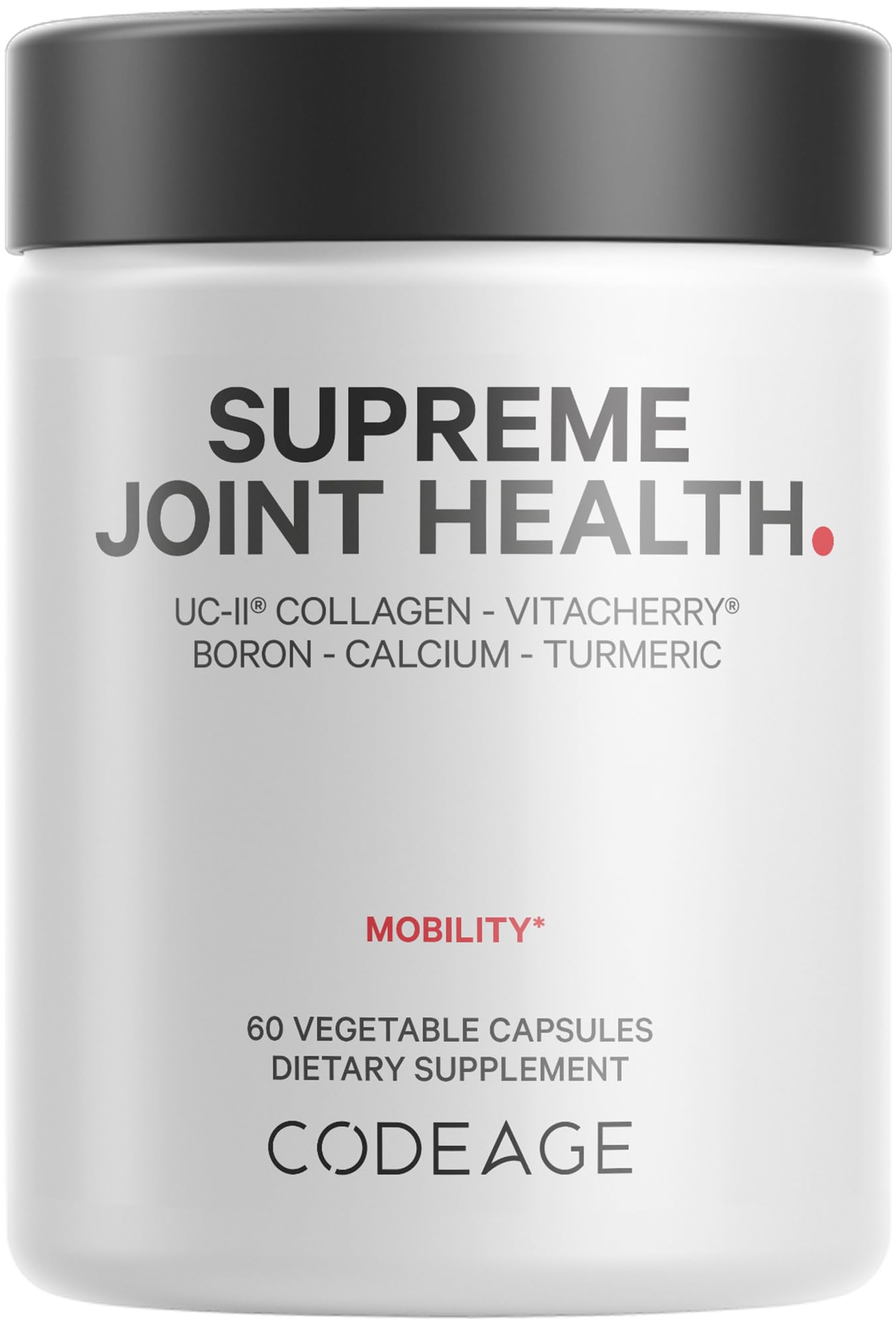 Codeage Supreme Joint Health UC-II Collagen Capsules Type II with VitaCherry Sport Cherries, Boron, Calcium Fructoborate, Hyaluronic Acid, Turmeric, Bromelain & Boswellia, Non-GMO, 60 Capsules