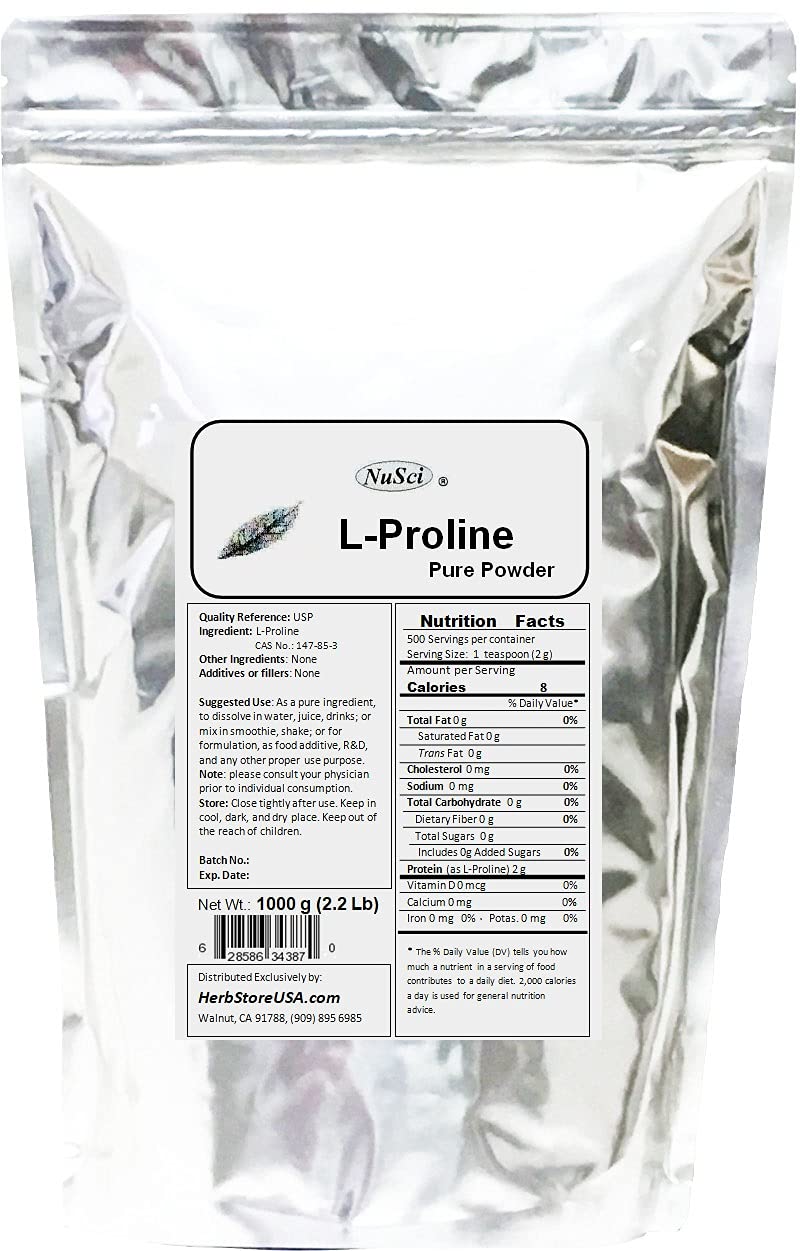 NuSci Pure L-Proline Powder 17.63 oz