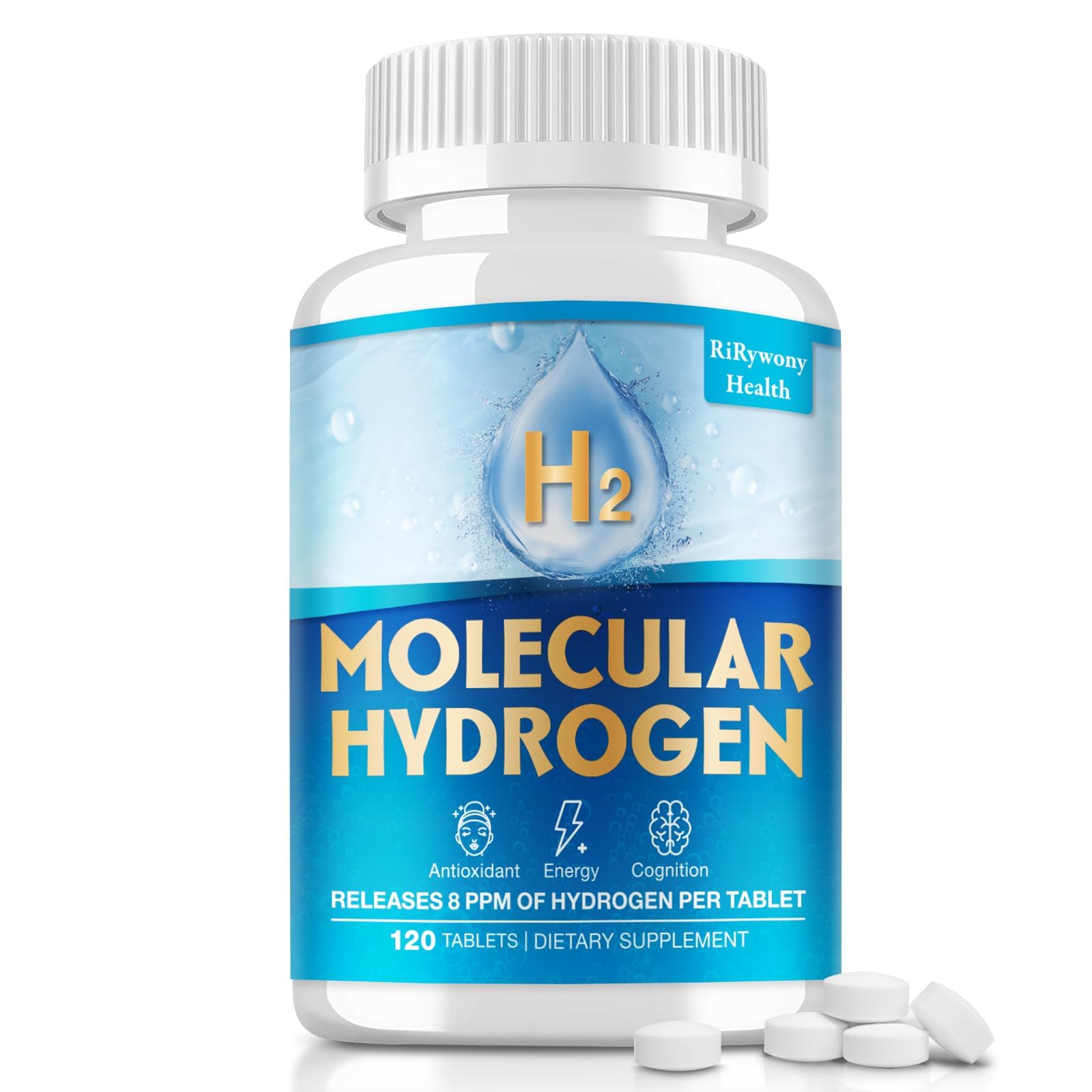 RiRywony Health Hydrogen Water Tablets Gummy, 120 Count
