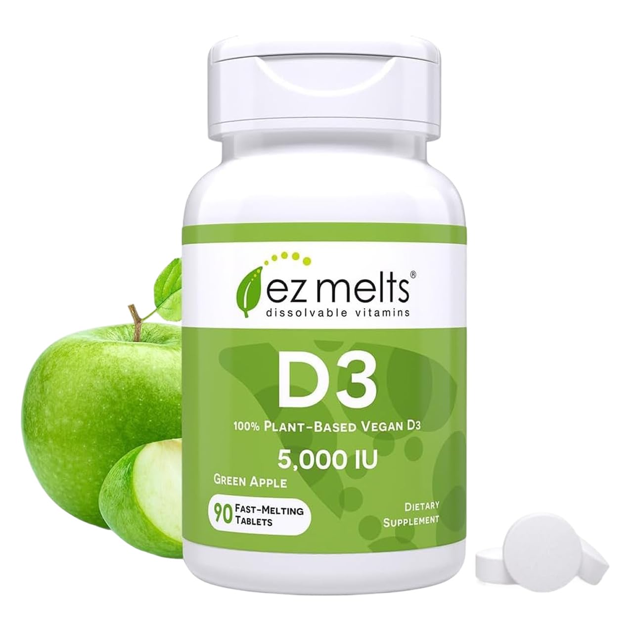 EZ Melts Dissolvable Vitamin D3 5000 IU Tablet, 90 Tablets