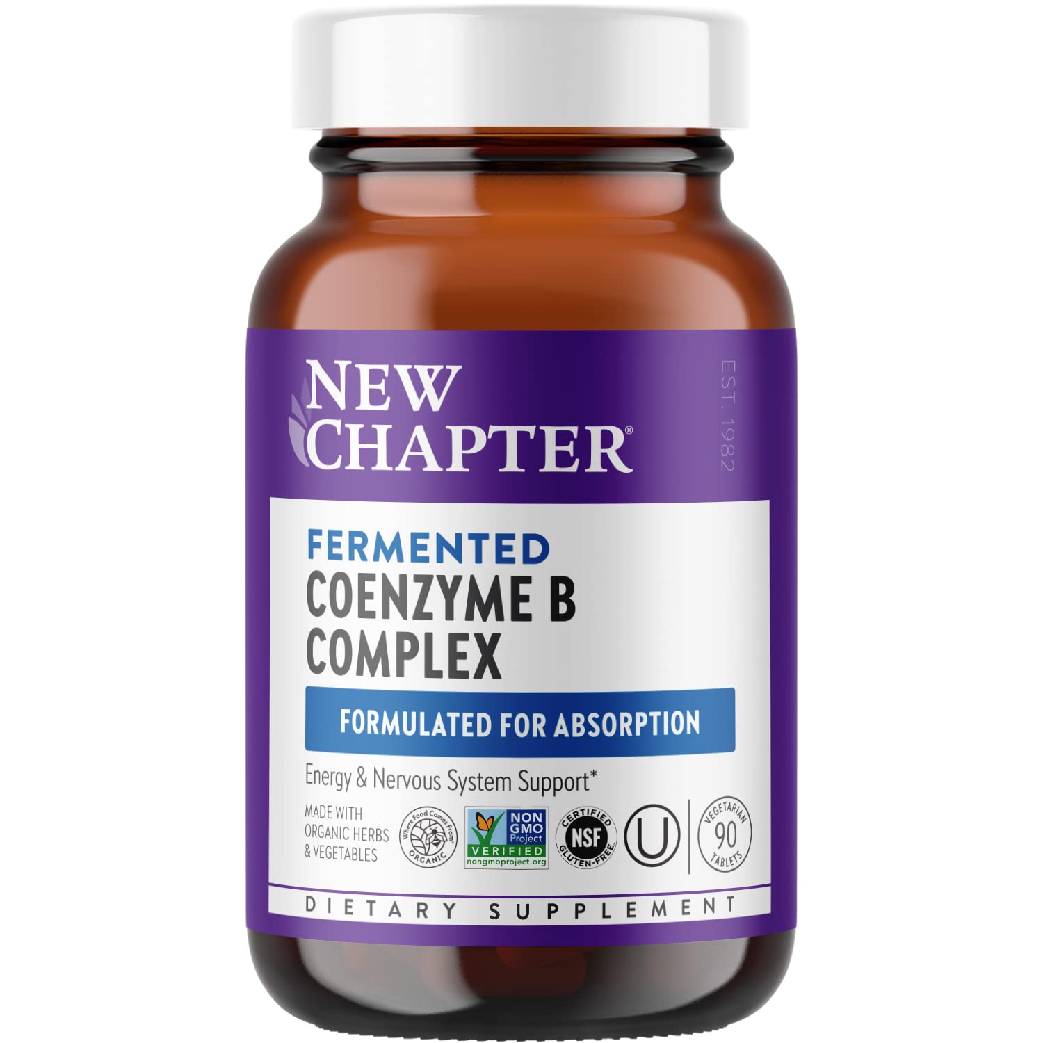New Chapter Vitamin B Complex Fermented Coenzyme B Complex Rich in Vitamin B12, B6 & Biotin, Made with Organic Ingredients, 90 Capsules