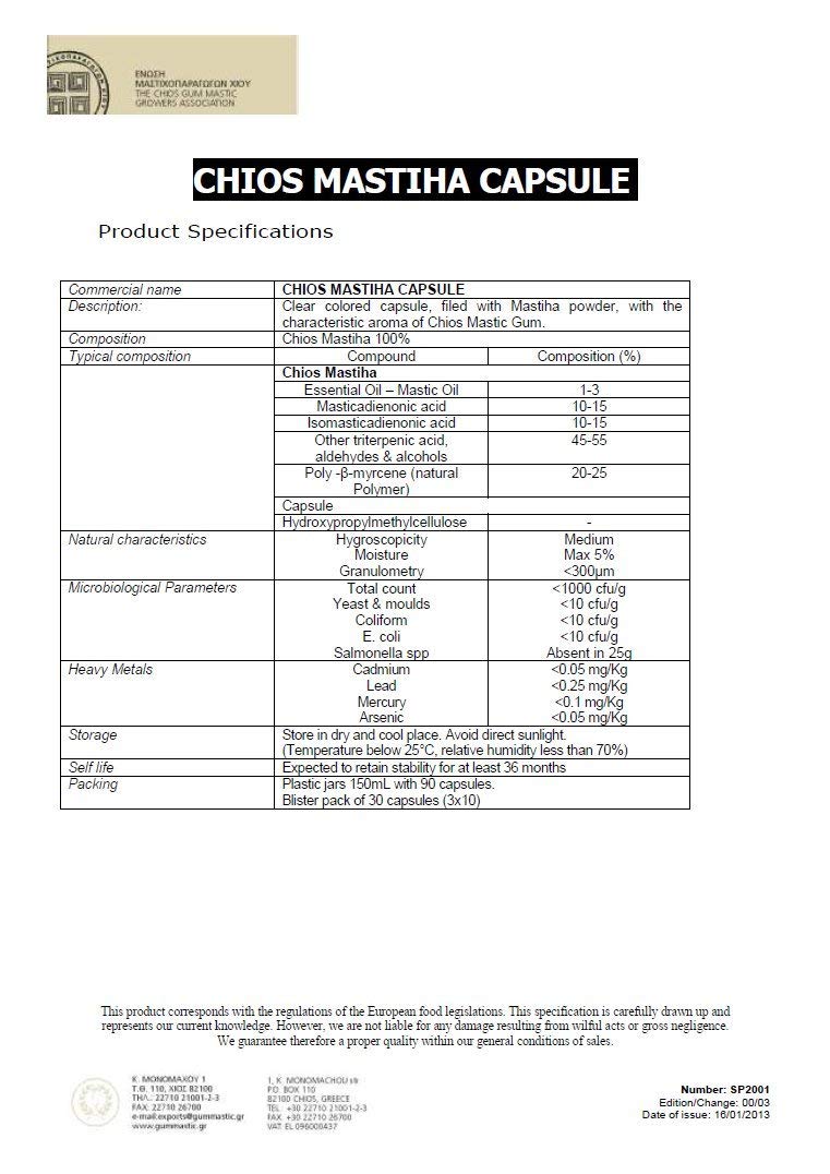 ART OF NATURE MASTIHA Greek Chios 100% Mastic 350mg Capsules, 90 Count