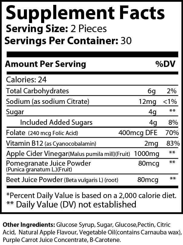 Conquest Nutrition ACV Plus 1000mg Apple Cider Vinegar Gummies, 60 Count