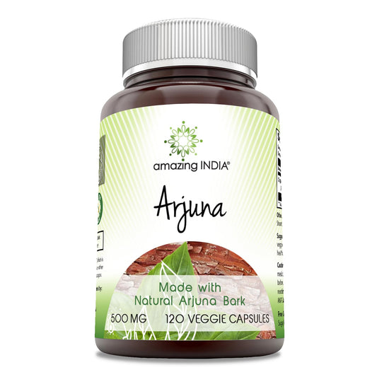 Amazing India Arjuna 500 Mg Supplement Capsules, 120 Count