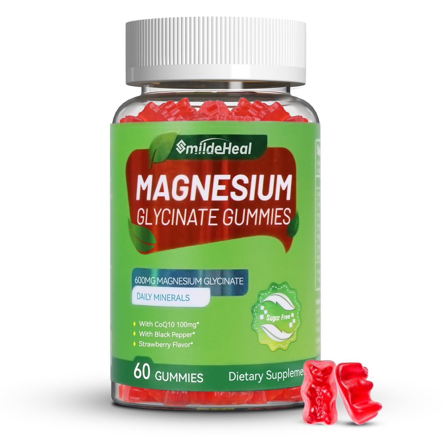 SmildeHeal Magnesium Glycinate Gummies 600mg, 60 Count