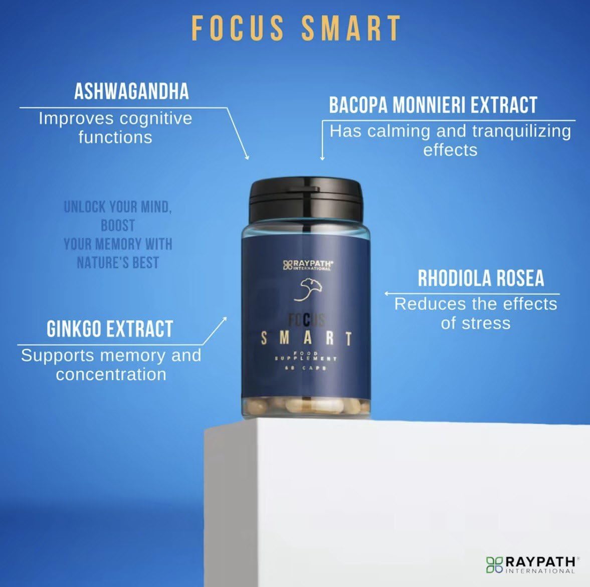 Raypath International Focus Smart Natural Brain & Memory Support Capsule 60 Count