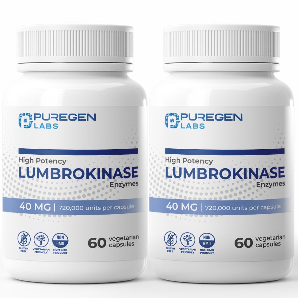 Puregen Labs Lumbrokinase 40mg Capsule, 60 Count