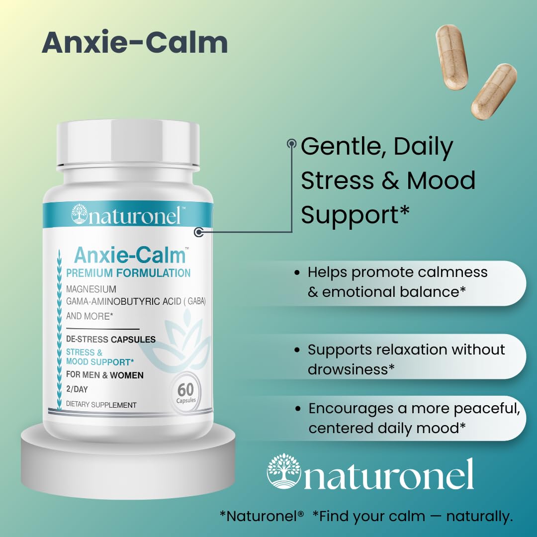 Naturonel Anxie-Calm Stress & Mood Support Capsules, 60 Count
