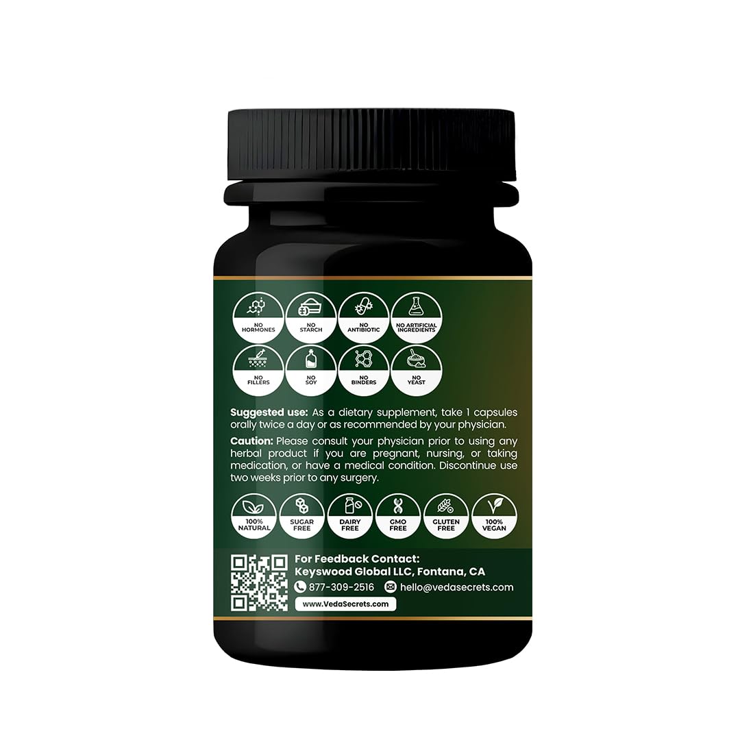 VedaSecrets Ashwagandha Herbal Supplement 1000mg Capsules, 60 Count