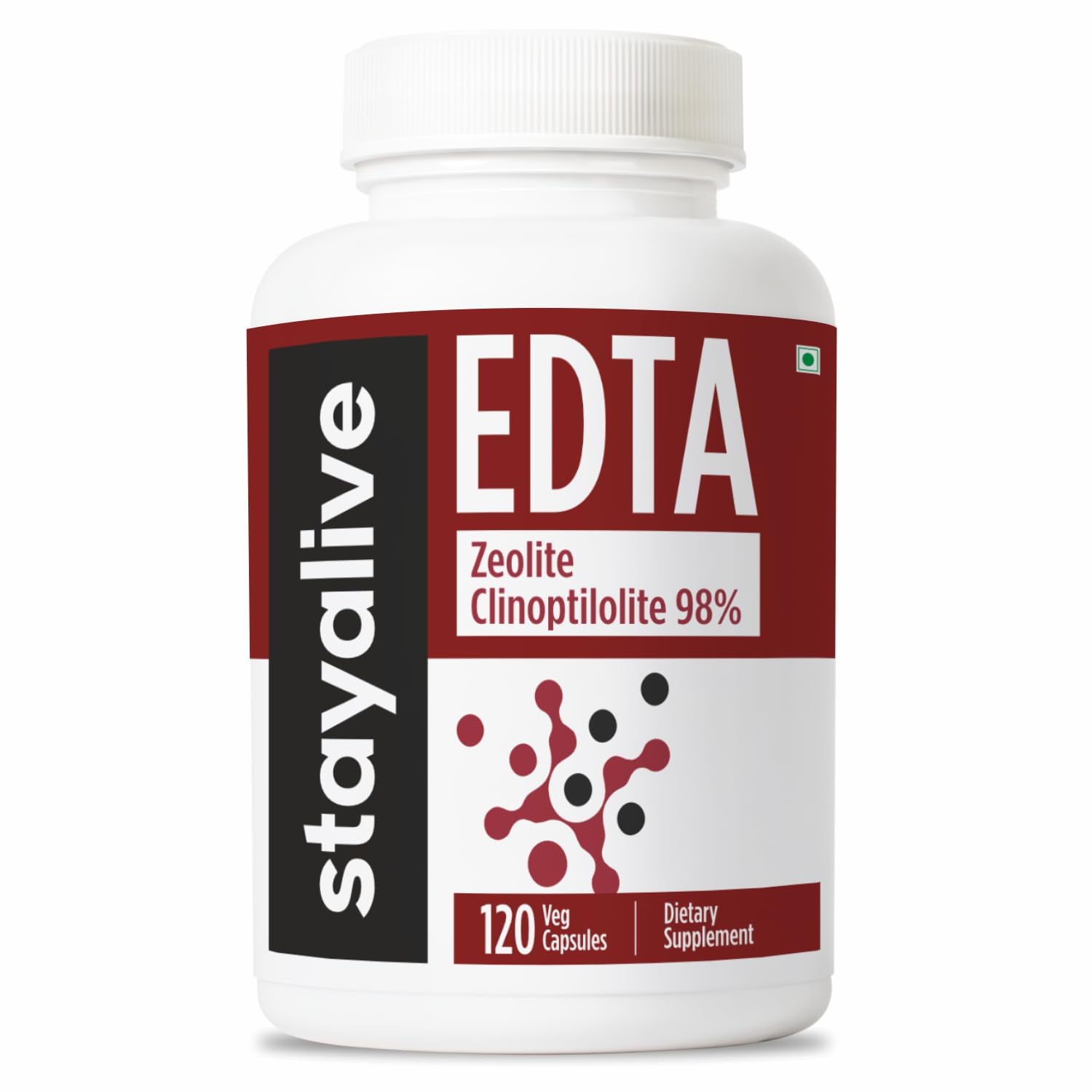 STAY ALIVE EDTA 1500mg with Zeolite 98% and Kale Extract Powder, 120 Capsules