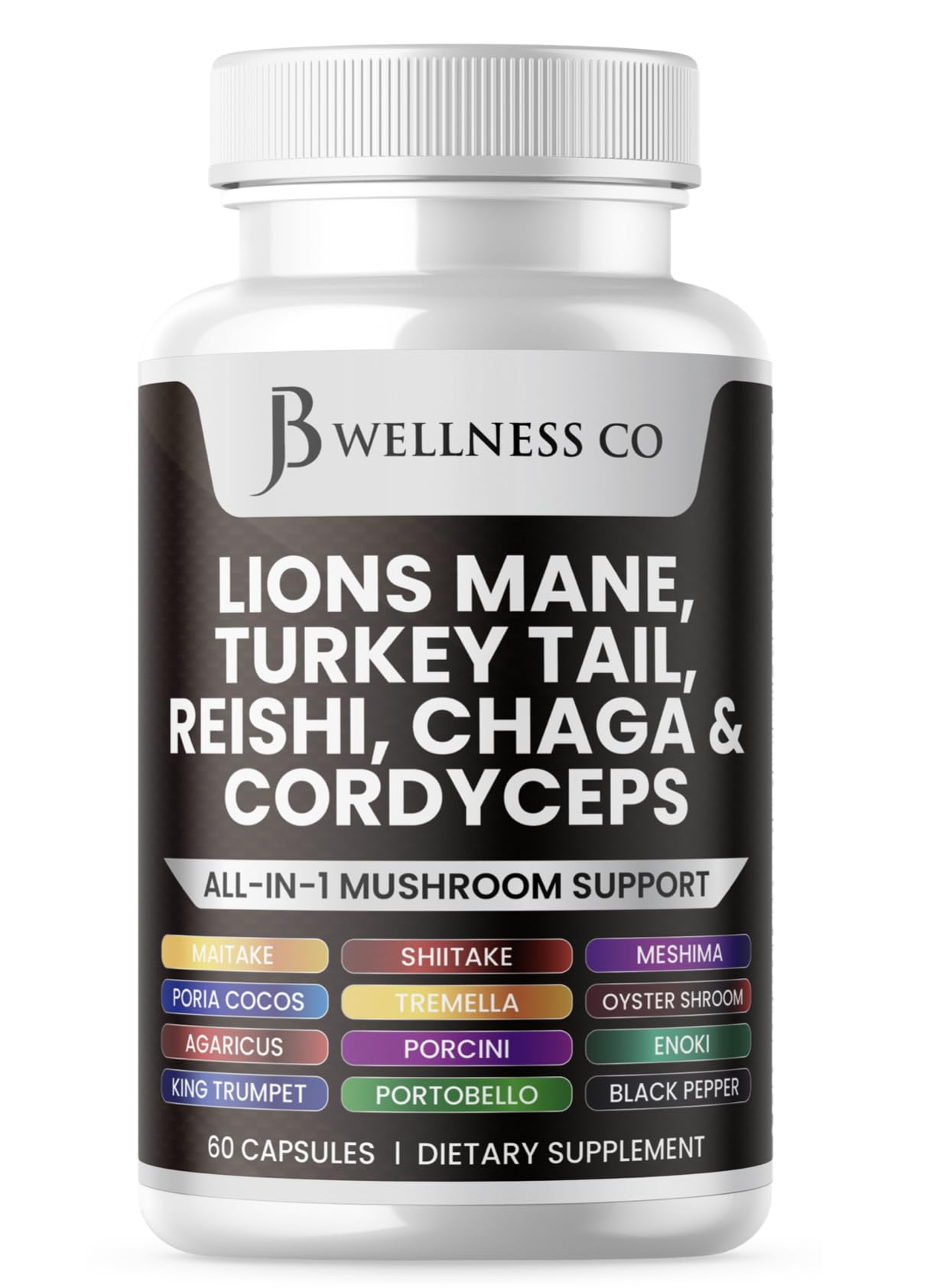 JB Wellness Co Lions Mane Supplement 60 Capsules