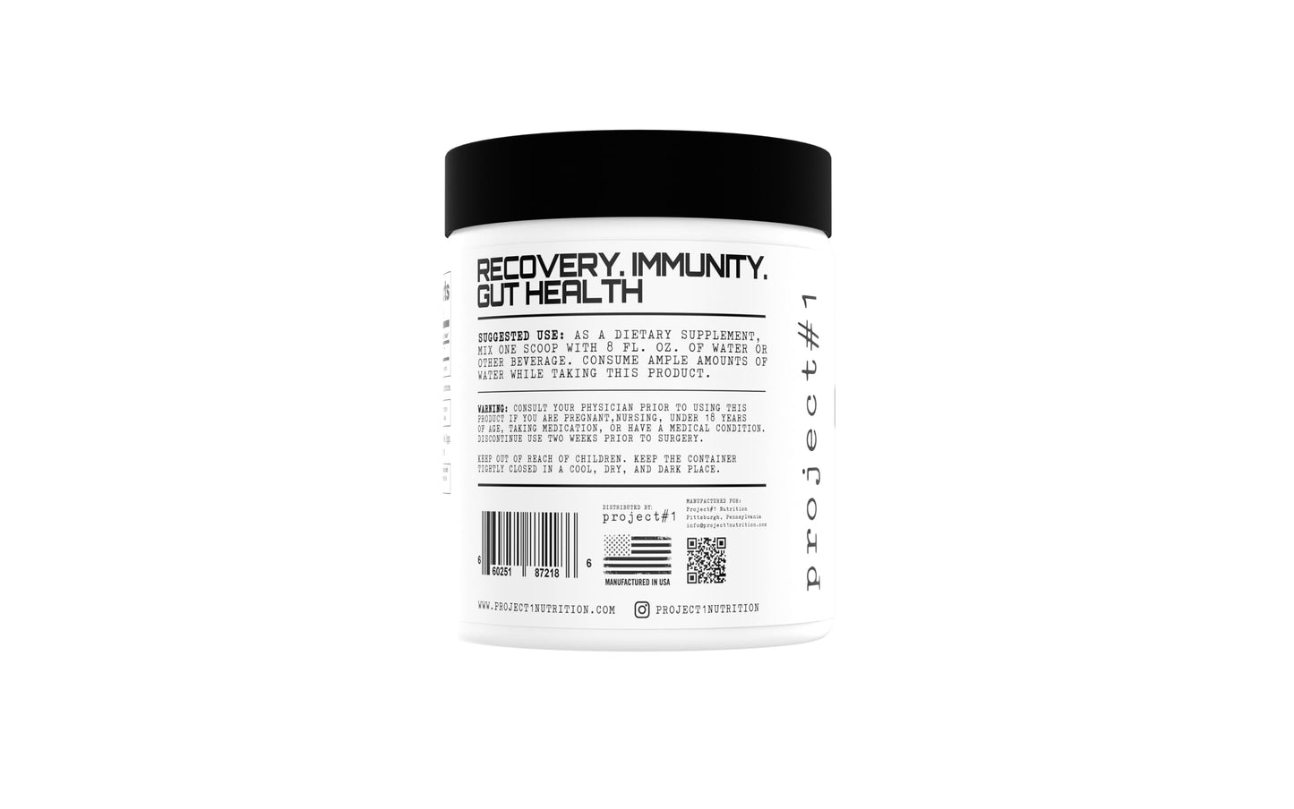 Project #1 L-Glutamine for Gut Health & Muscle Recovery Powder, 8.82 oz