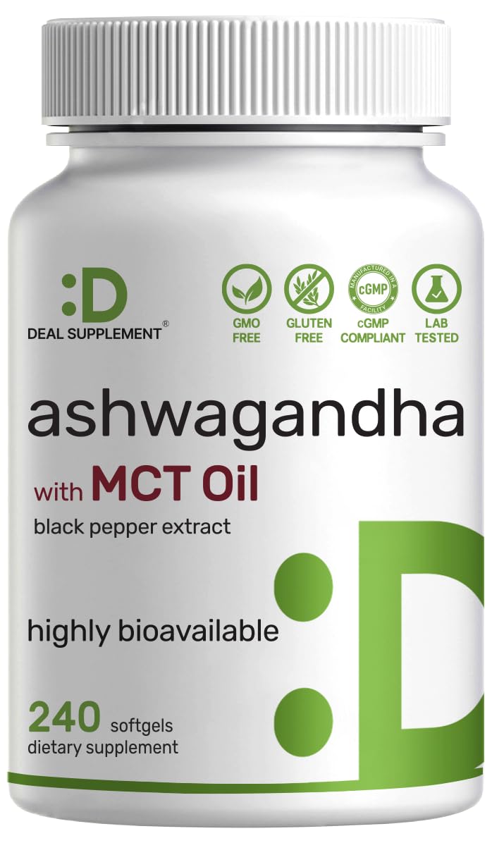 DEAL SUPPLEMENT Ashwagandha Extract with Black Pepper Extract Softgels 240 Count