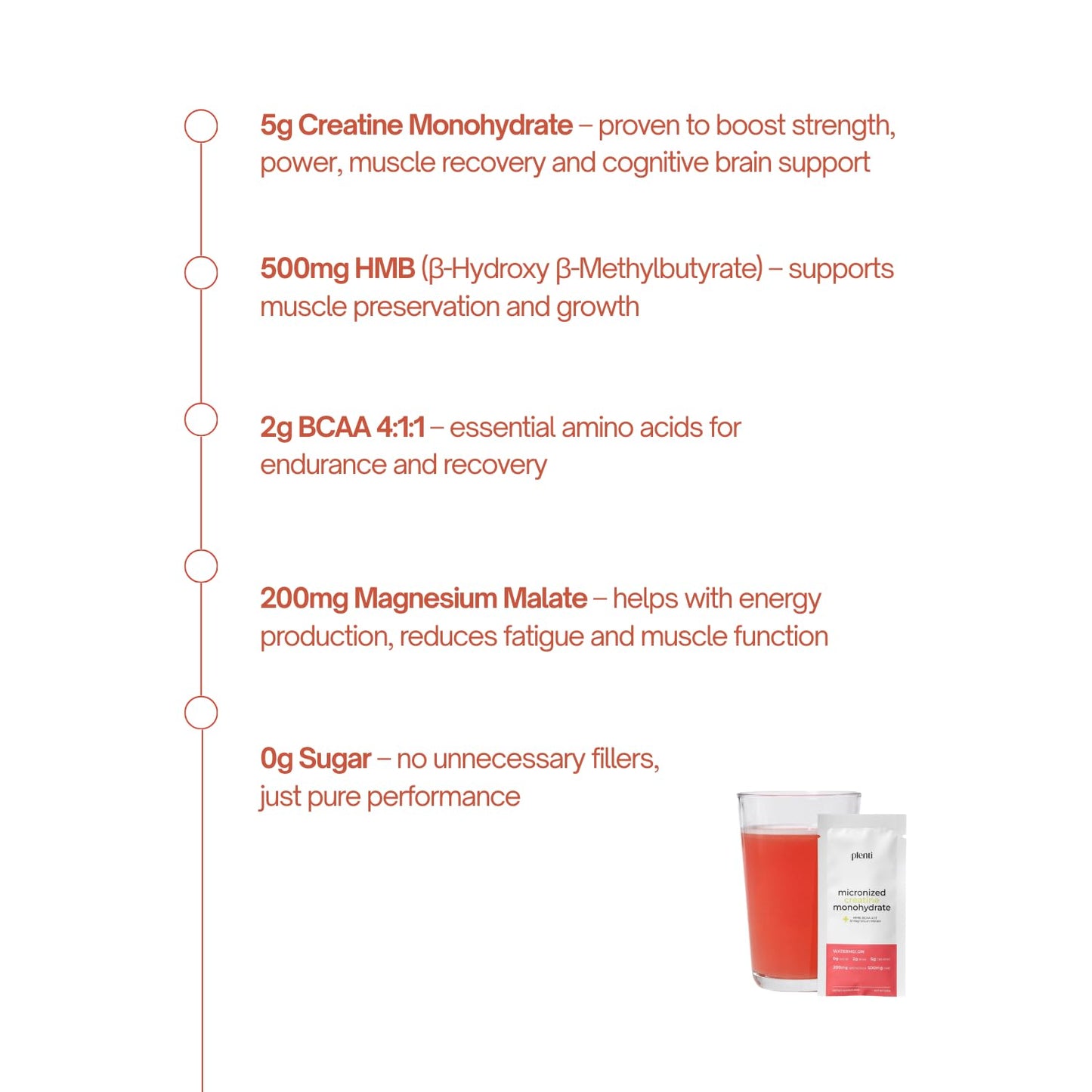 plenti Creatine Monohydrate Powder, 30 Sachets