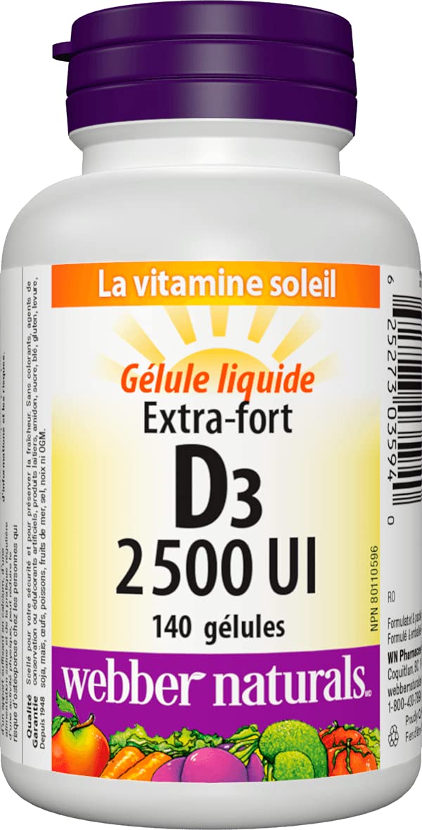 Webber Naturals Vitamin D3 Extra Strength 2,500 IU Softgels, 140