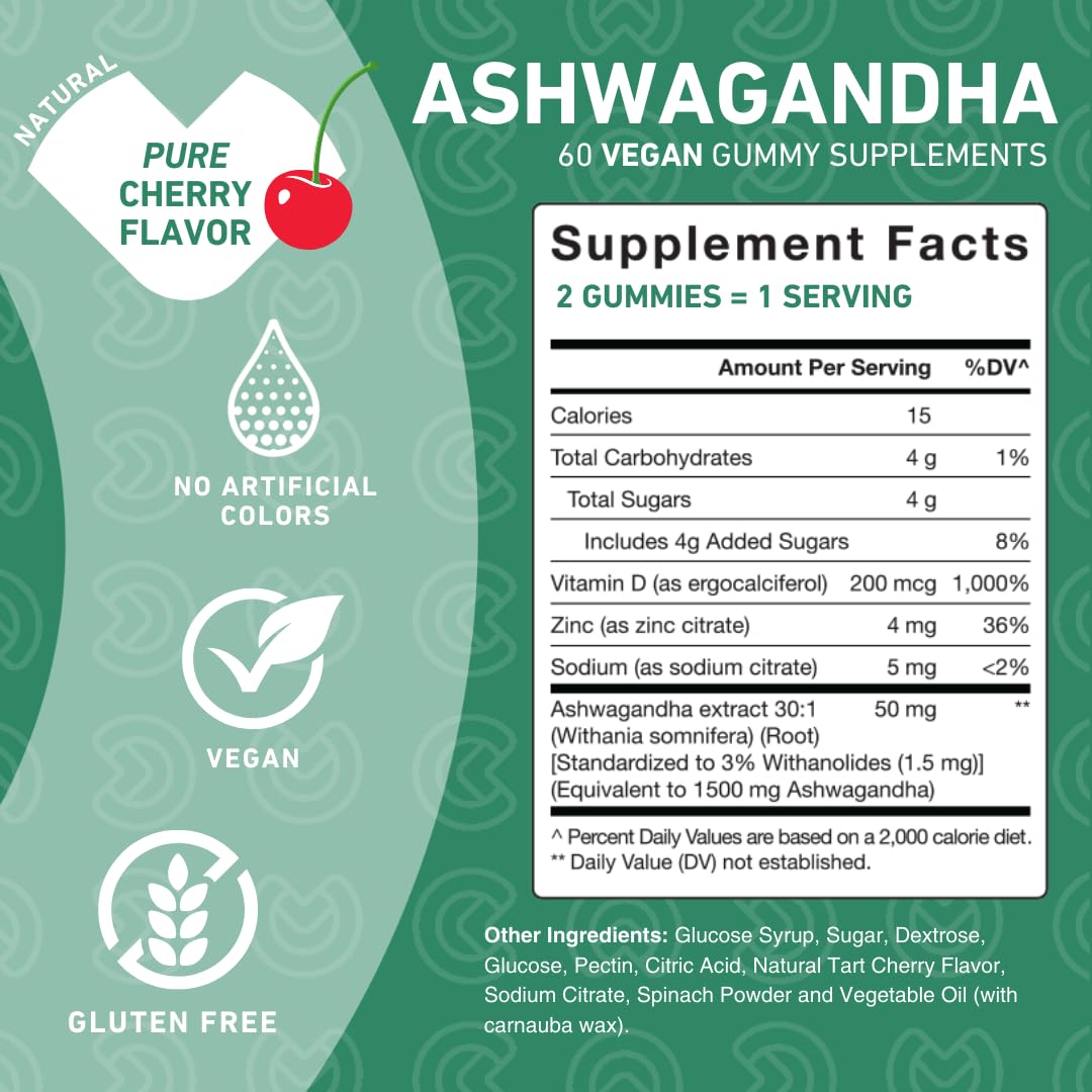 PUREFINITY Ashwagandha Gummies with Vitamin D & Zinc 60 Count