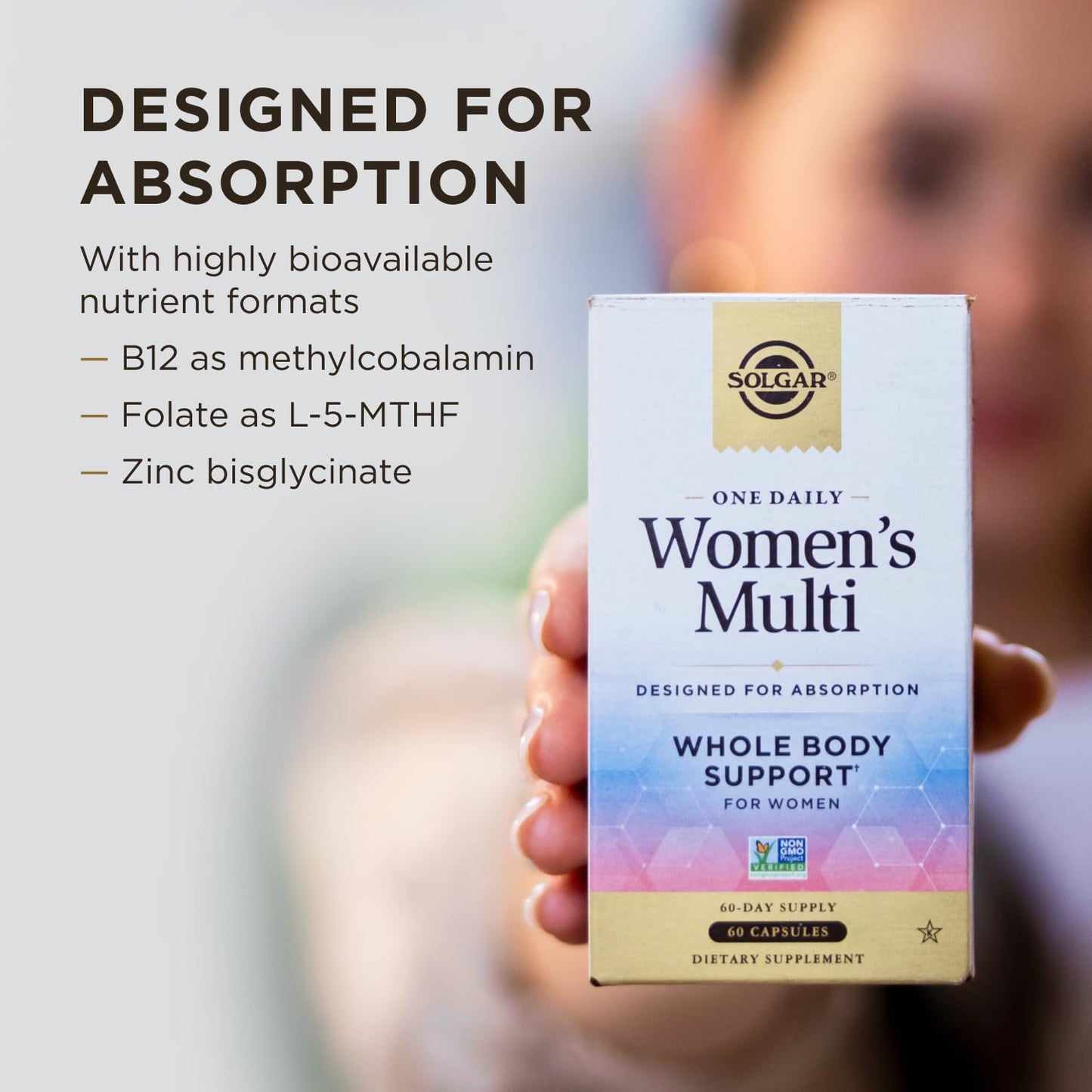 Solgar One Daily Women's Multi Whole Body Support Highly Absorbable Delayed Release Vitamin for Women Capsule, 60 Count