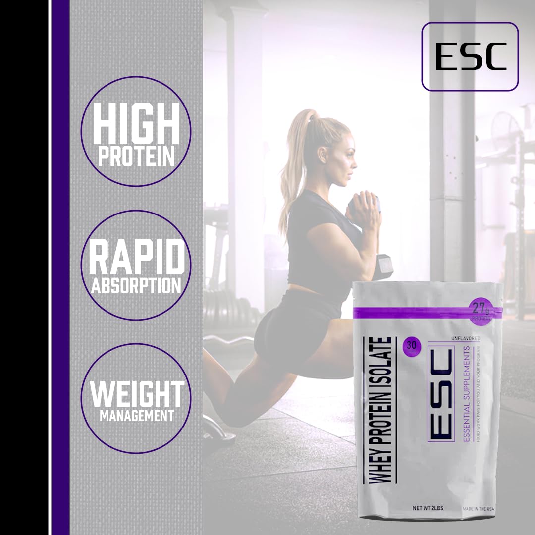 Essential Supplements Company Pure Unflavored Whey Protein Isolate Powder (32 Servings)