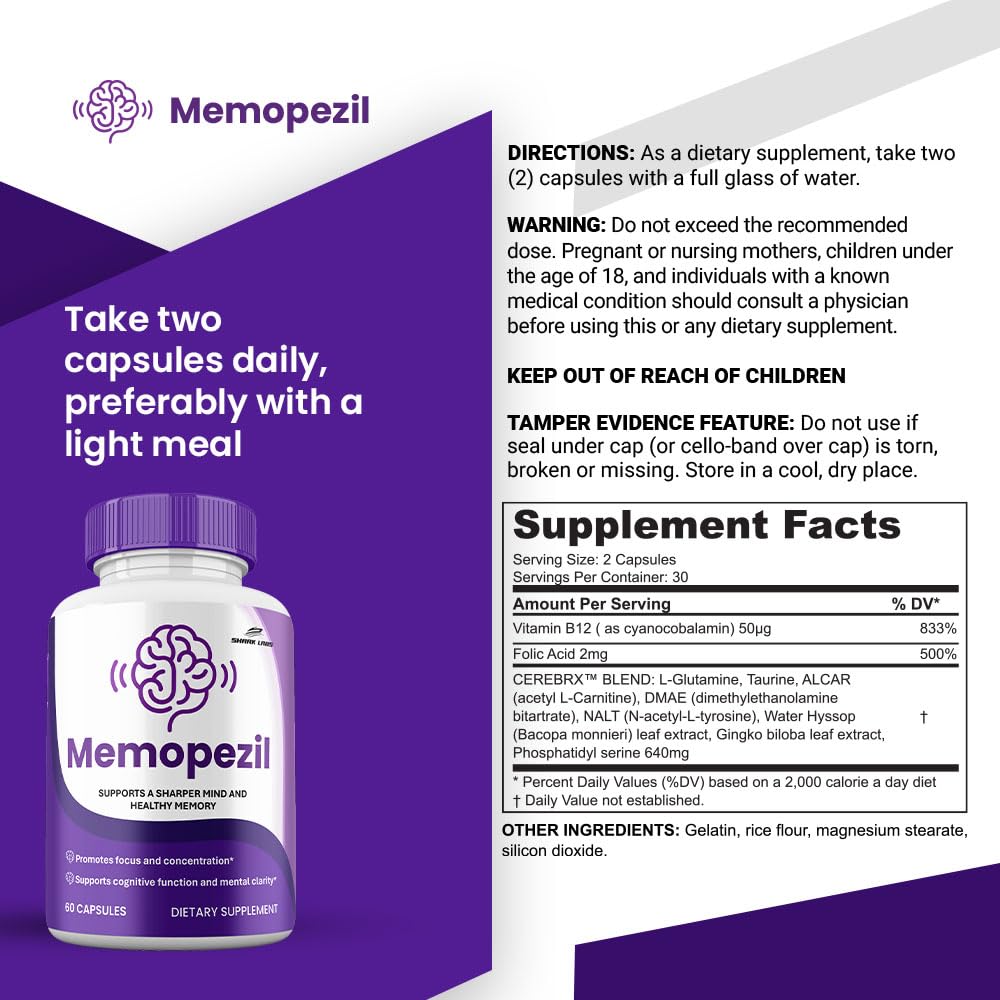 Shark Labs Memopezil Capsules 60 Count