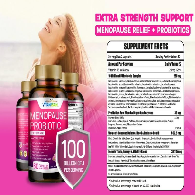 VITAMISAN Menopause Support Probiotic Capsules 120 Count