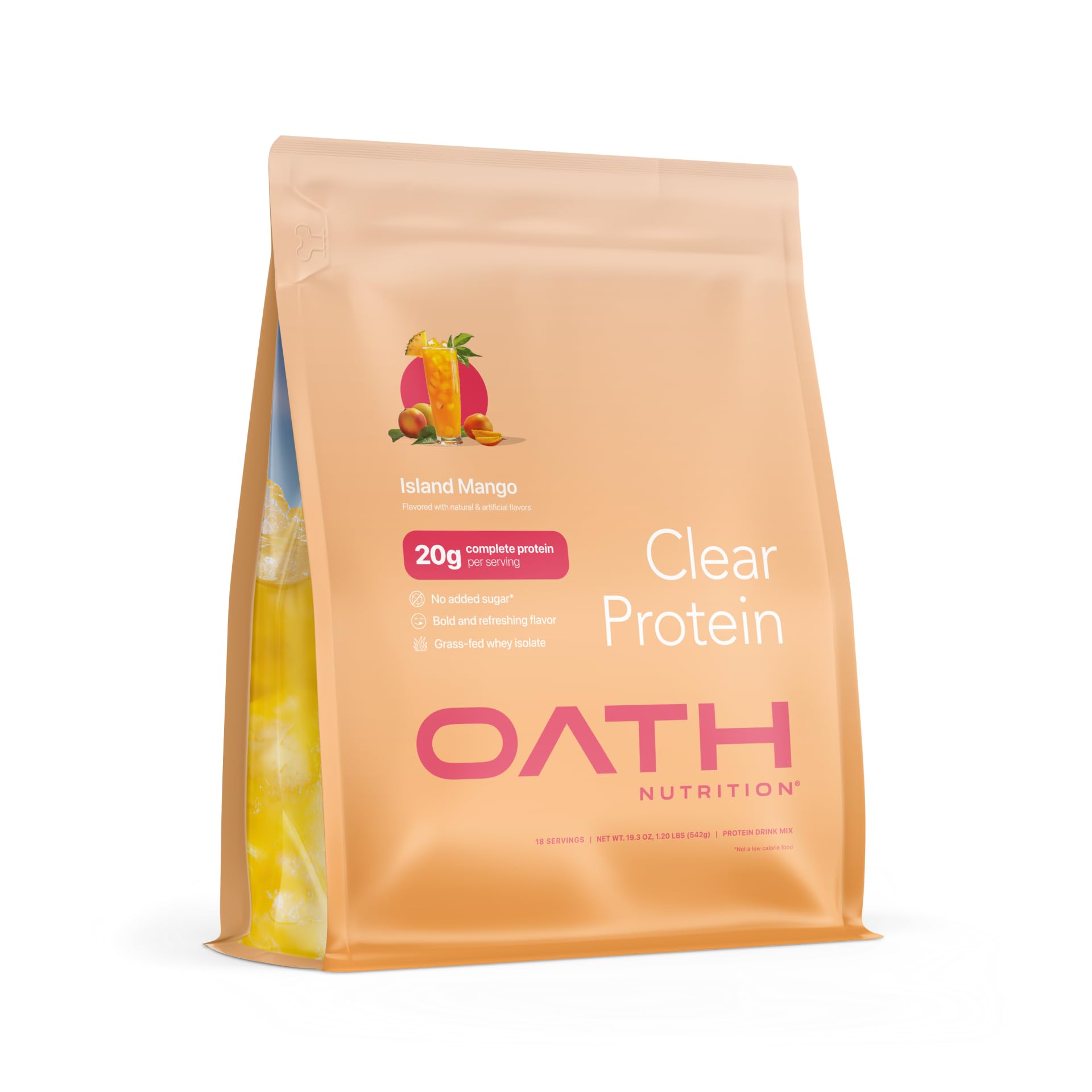 Oath Nutrition Clear Whey Isolate Protein Powder Island Mango, 18 Servings