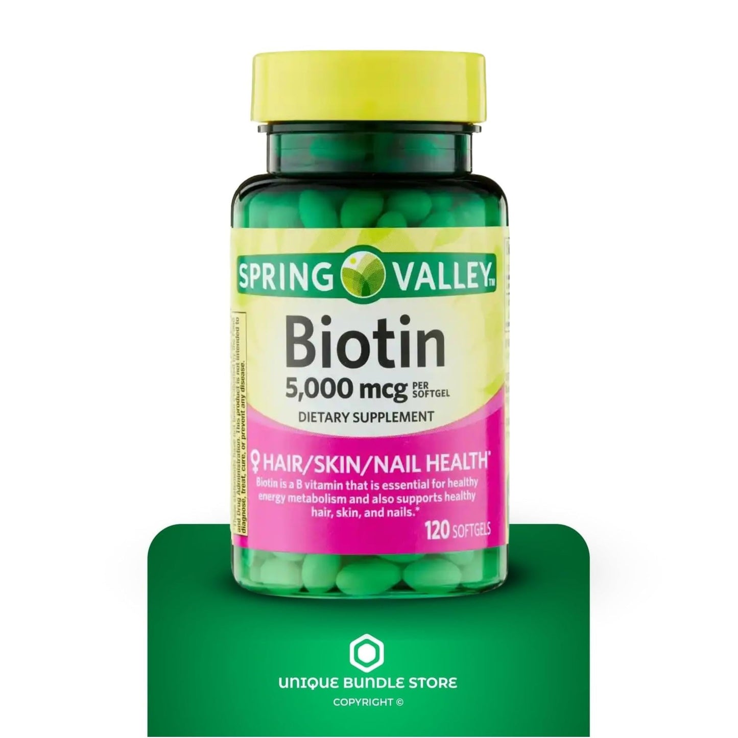 Unique Bundle Store Biotin 5000 mcg Softgels, 120 Softgels