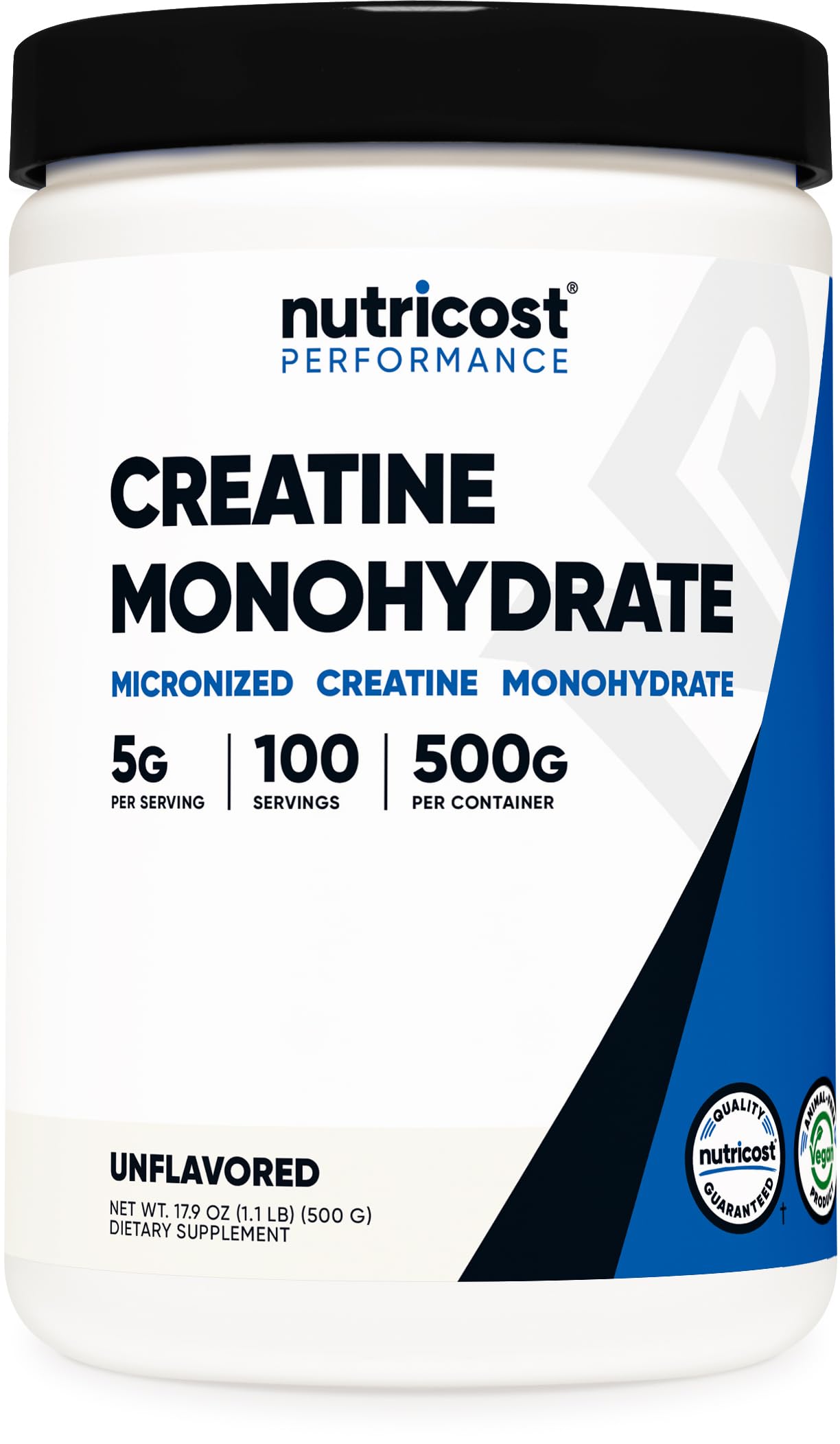 Nutricost Creatine Monohydrate Micronized Powder, 500 g, 100 Servings, 17.637 oz