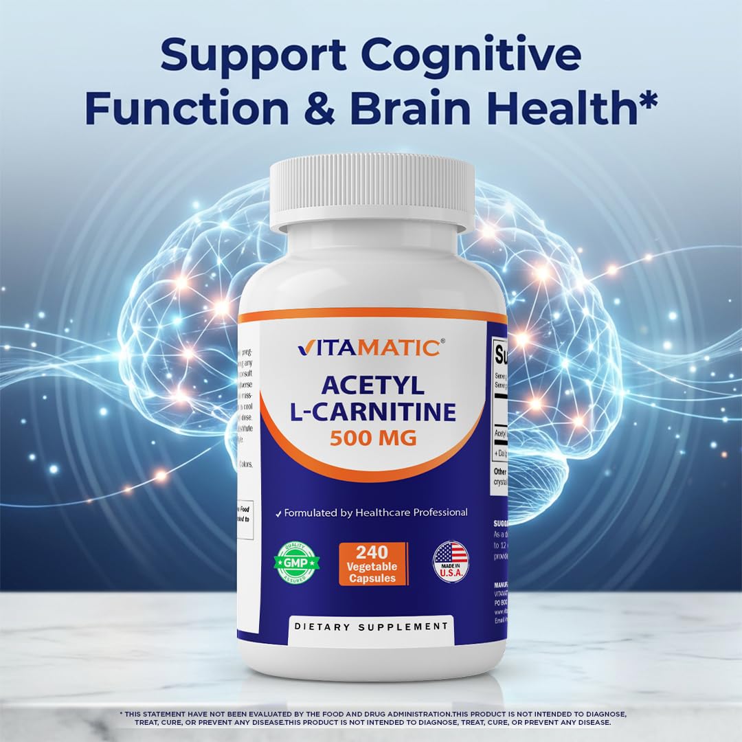 Vitamatic Acetyl L-Carnitine 500mg Capsule, 240 Capsules